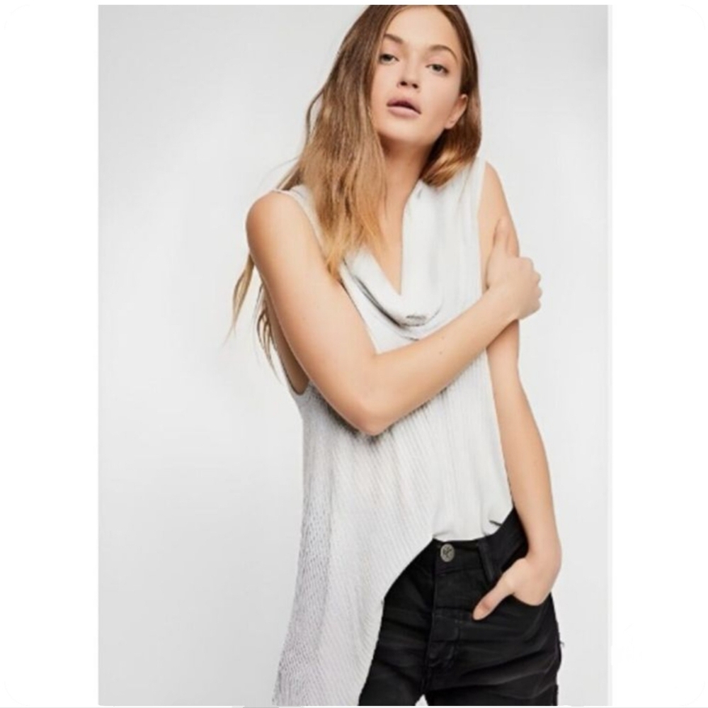 NWT Free People We The Free Swing It Thermal Cowl Neck Tank Grey Women's XS NEW!